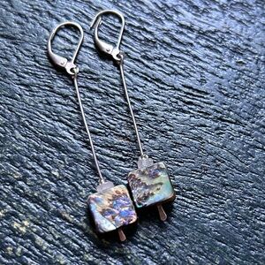 Silver and Abalone Drop Earrings